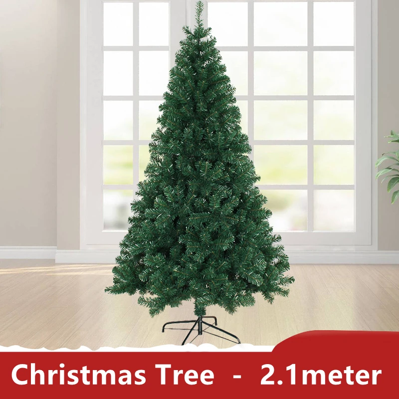 

7ft/210cm Artificial Christmas Tree Flame Retardant Fir Tree with Metal Stand for Xmas Decor