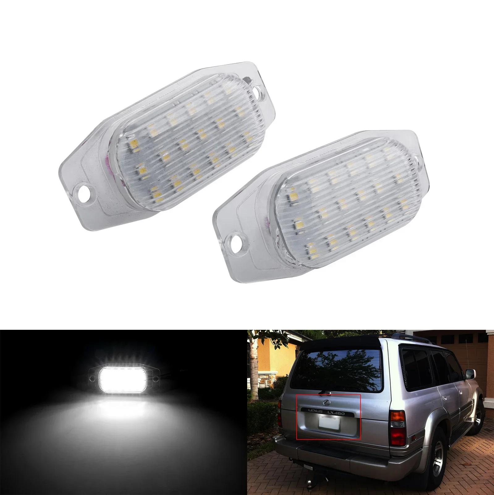 ANGRONG 2X Canbus LED License Plate Light Lamps For Toyota FJ Land Cruiser XJ10 FJ80 LX450