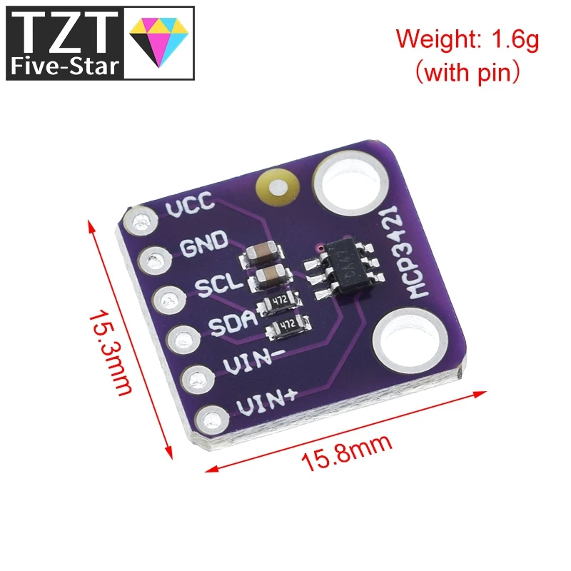 MCP3421 I2C SOT23-6 delta-sigma ADC Evaluation Module Board For PICkit Serial Analyzer Module GY-MCP3421