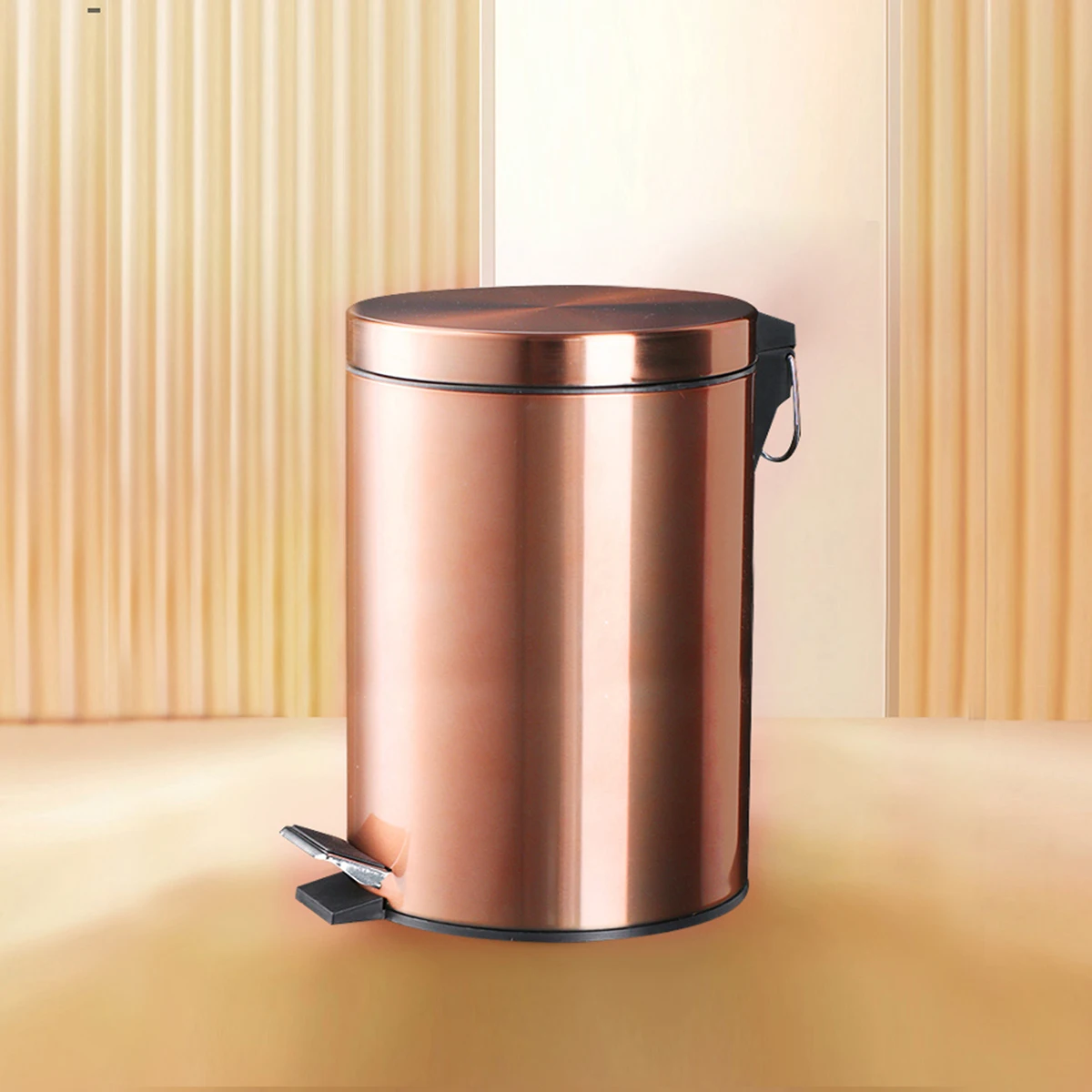 

Stainless Steel Pedal Trash Can with Close Lid Garbage Bin with Inner Bucket for Bathroom Kitchen Bedroom copper color