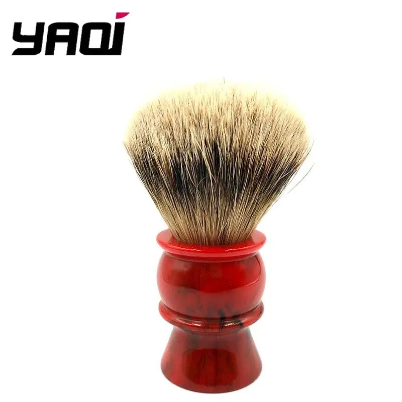 yaqi-24mm-100-argent-blaireau-cheveux-rouge-resine-poignee-blaireaux-pour-hommes-hypoallergenique-luxe-toilettage-essentiels
