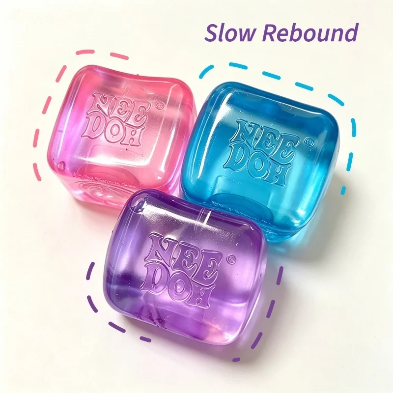 Needoh Nice Big Cube Shape Maltose Filler Sensory Squeeze Toys Tight Slow Rebound for ADHD Hand Exercises Stress Relief Toys
