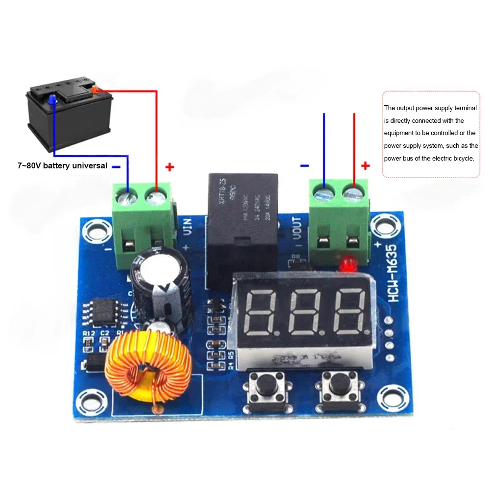 XH-M609 Low Voltage Disconnect Switch Cut Off 12V 24V 36V Digital LED Display Over-Discharge Protect For 12-36V Lithium Battery