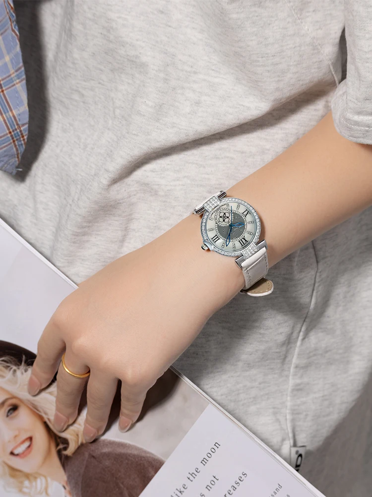 New High-End Selected Watches, Stylish And Casual Round Dial, Luxurious Leather Strap, Elegant Women'S Watch, Women'S Accessory.