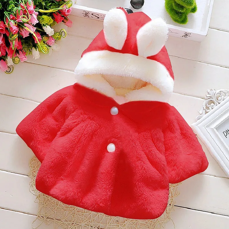 Children Clothes Winter Cute Rabbit Baby Dress Cloak Designer Cartoon Baby Newborn Items Princess Girl Christmas Ropa Bebe Niña