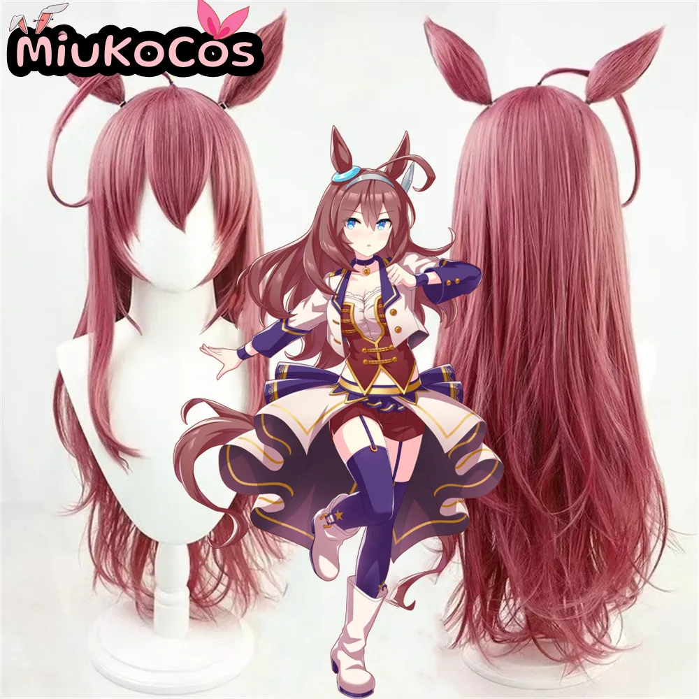 

В НАЛИЧИИ Komaノブル Entン Mihono Bourbon Косплей Парик Уши и хвост MiukoCosplay Umamusume:Pretty Derby Косплей Розовый цвет волос