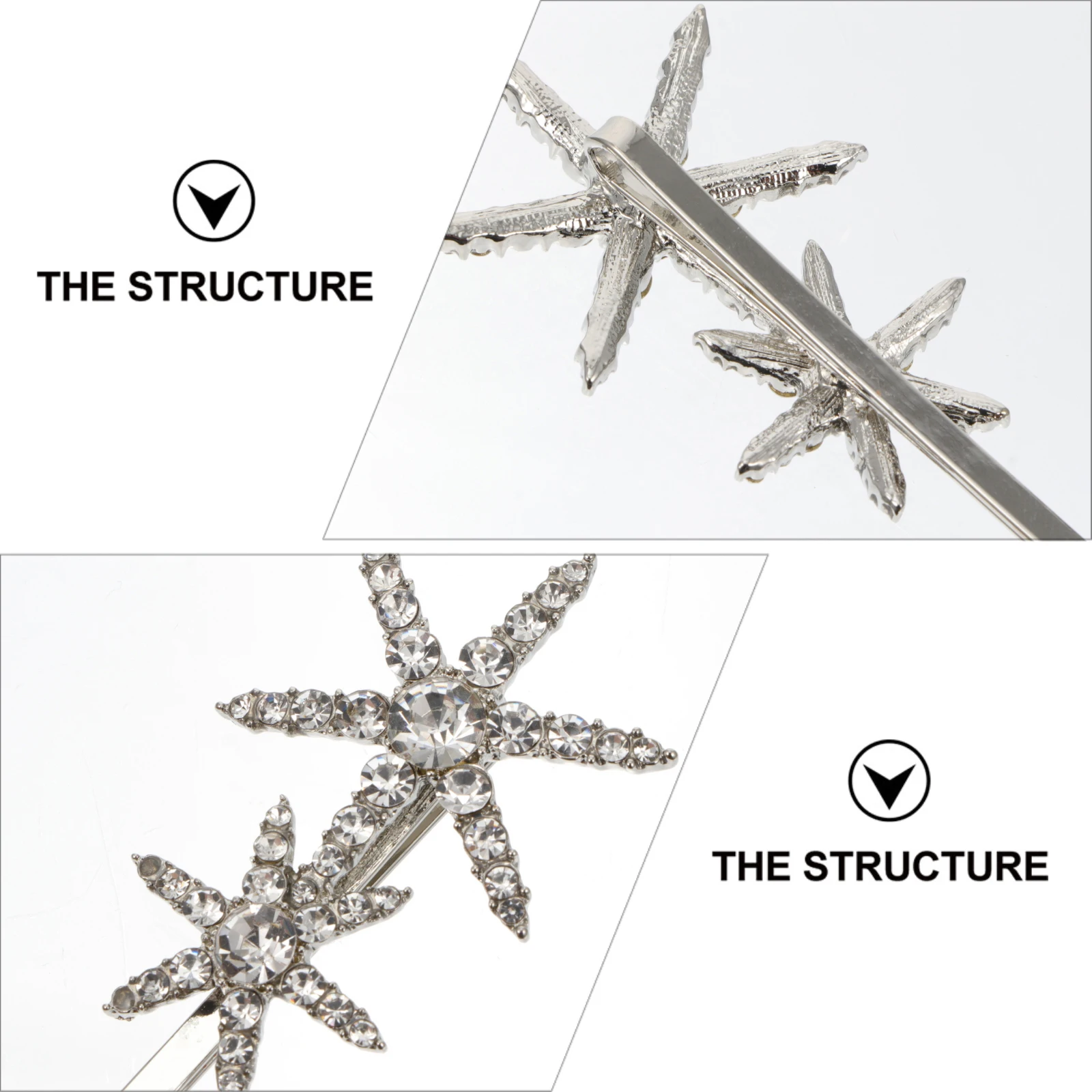 

2Pcs Shiny Rhinestones Star Hairpins Women Attractive Barrettes For Special Occasions