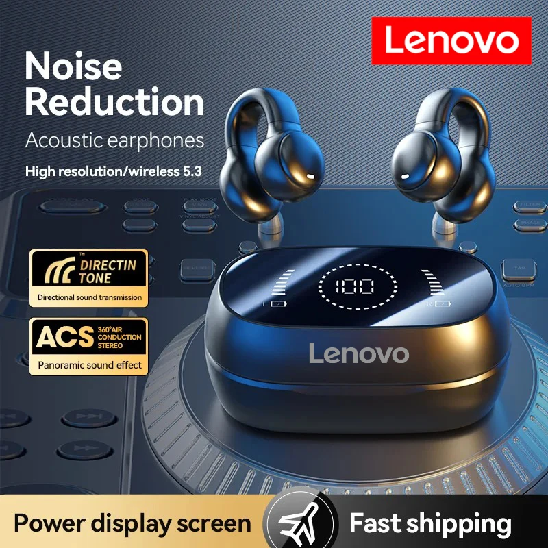 Fones de Ouvido Sem Fio Lenovo M47 TWS Originais, Headset Bluetooth, Fones de Ouvido com Carregamento X51, Fones de Condução Óssea Esportivos com Micr