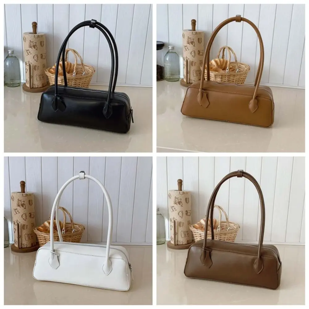 Elegant French Stick Handbag Large Capacity Korean Style PU Shoulder Bag Waterproof Solid Color Texture Underarm Bags Daily