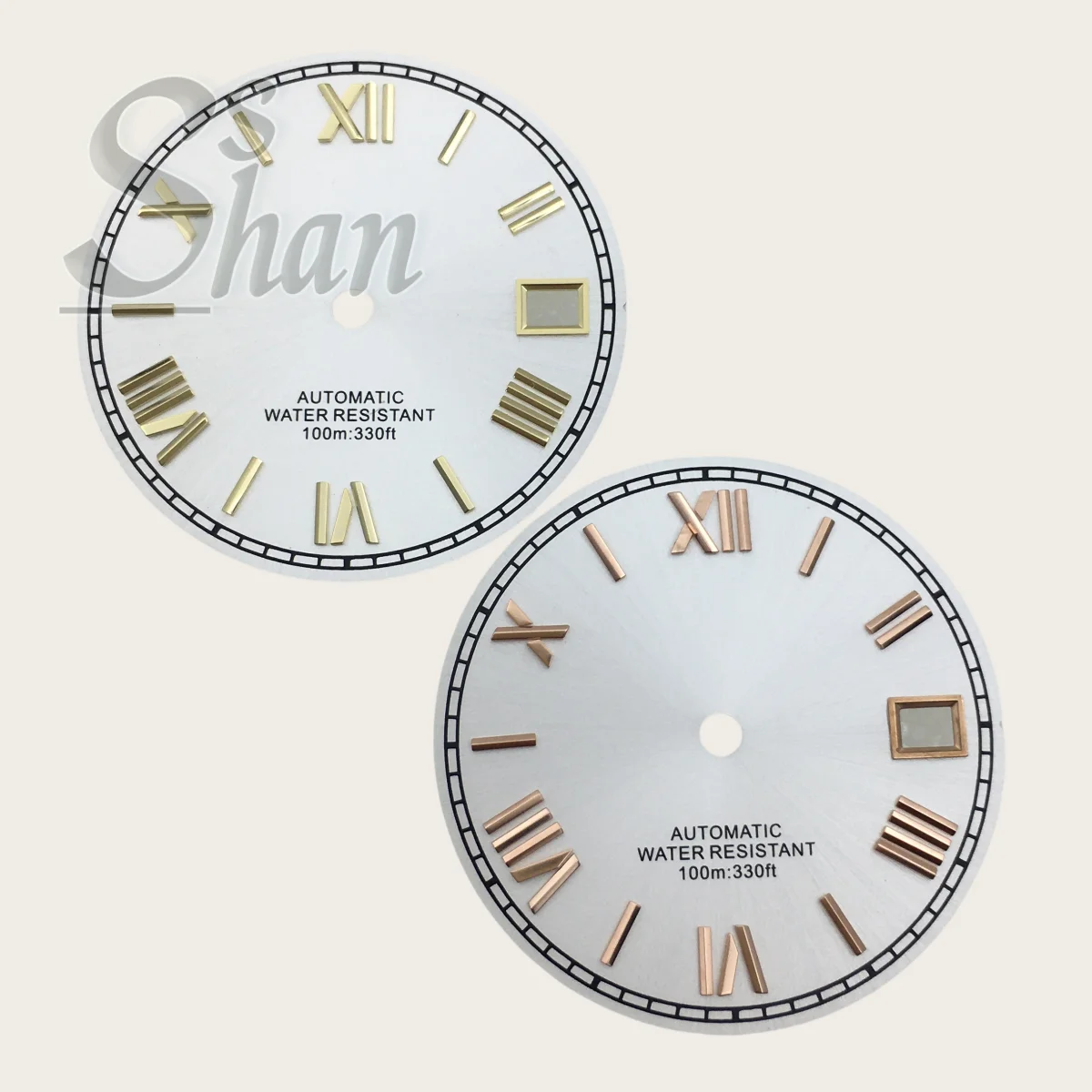 29mm 블랙 화이트 레드 골드 다이얼 로마 인덱스 NH35 NH36 무브먼트 호환 3시 방향 크라운