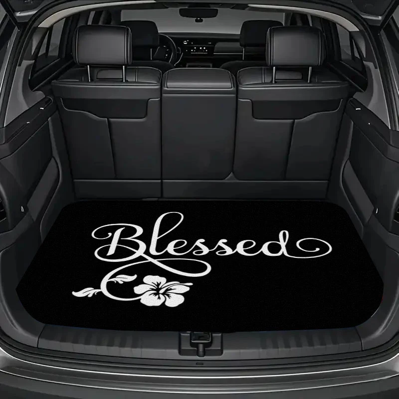 VIKAMA Blessed Hibiscus Car Trunk Mat Non Slip Dirt Trapping Cargo Liner Mat for SUV Truck Van Automotive Decor Rug