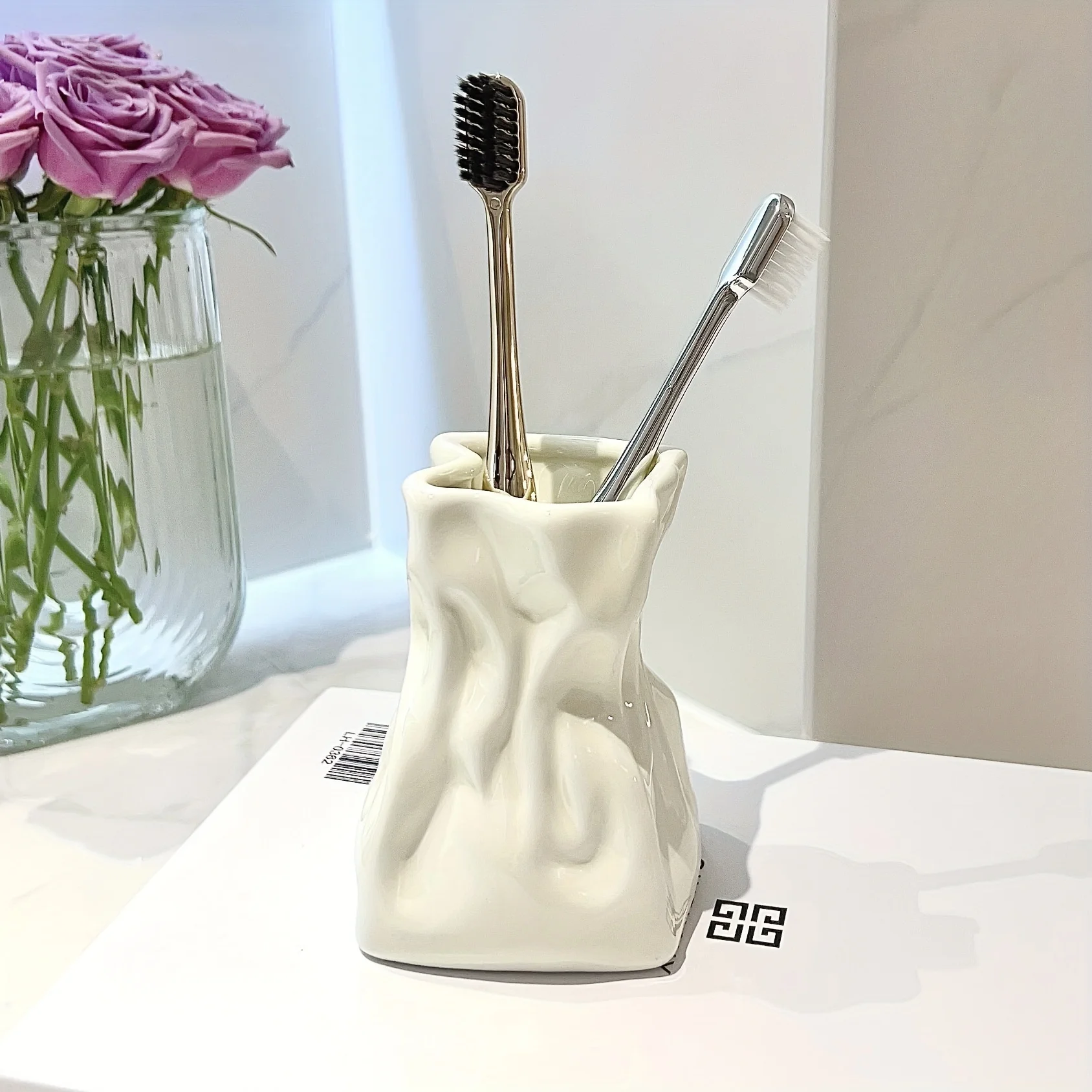 2pcsfor Sink Countertop StorageBathroom Electric Toothbrush Holder Toothpaste Comb Makeup Brush Organizer