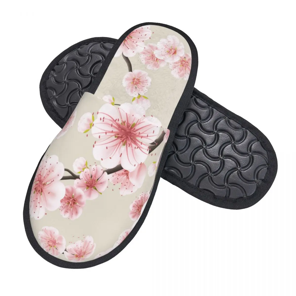 Men Women Plush Indoor Slippers Spring Sakura Blossom Japanese Cherry Symbolic Warm Soft Shoes Home Footwear Autumn Winter 2023