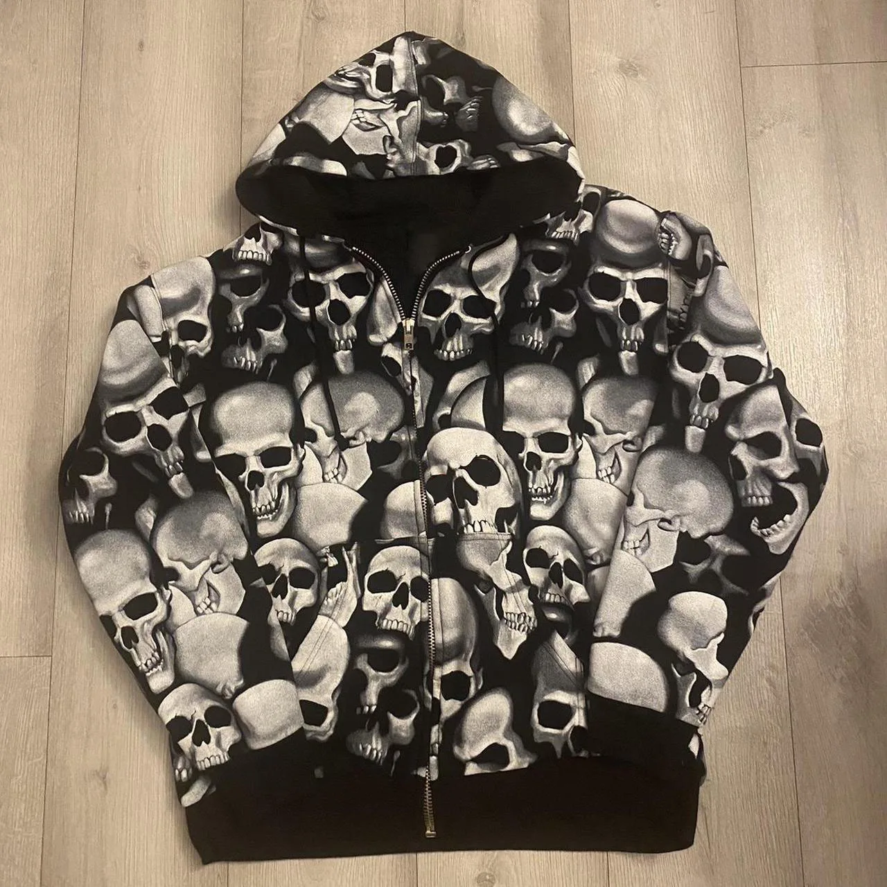 Zip Hoodie Men Y2K Clothes Halloween Hoodie Fashion Hoodie Goth Women's Head Skeleton Print Long Sleeve Sweatshirt Oversized Top