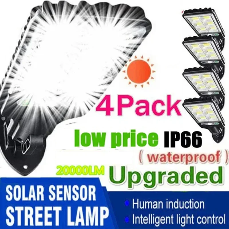 Lampadaires solaires extérieurs, lampe solaire avec 3 modes d'éclairage, détecteur de mouvement étanche, éclairage de sécurité pour jardin, chemin et cour