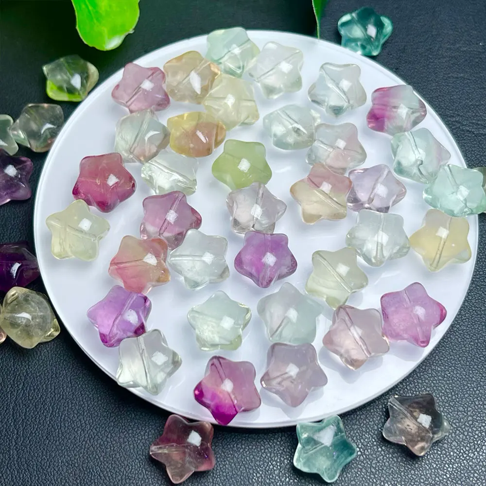 

10pcs/Lot Natural Rainbow Fluorite Mini Carvings Star Bow Crystals Stone Home Decoration Minerals Quartz Spiritual Meditation