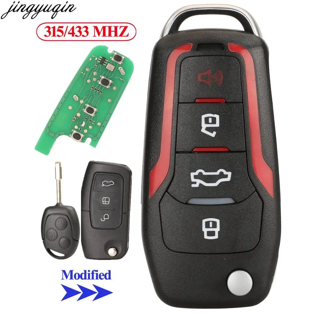 

Jingyuqin 5pcs Flip Car Key Alarm 315/433mhz For Ford Focus 2 3 Fiesta Mondeo Festiva Fusion Suit KA Modified Remote Fob FO21