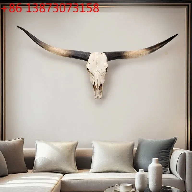 Extra Large Cow Head Wall Hanging Simulation Animal Skull Sculpture Crafts Vintage Home Bar Art Decoration Pendant Wall Accents