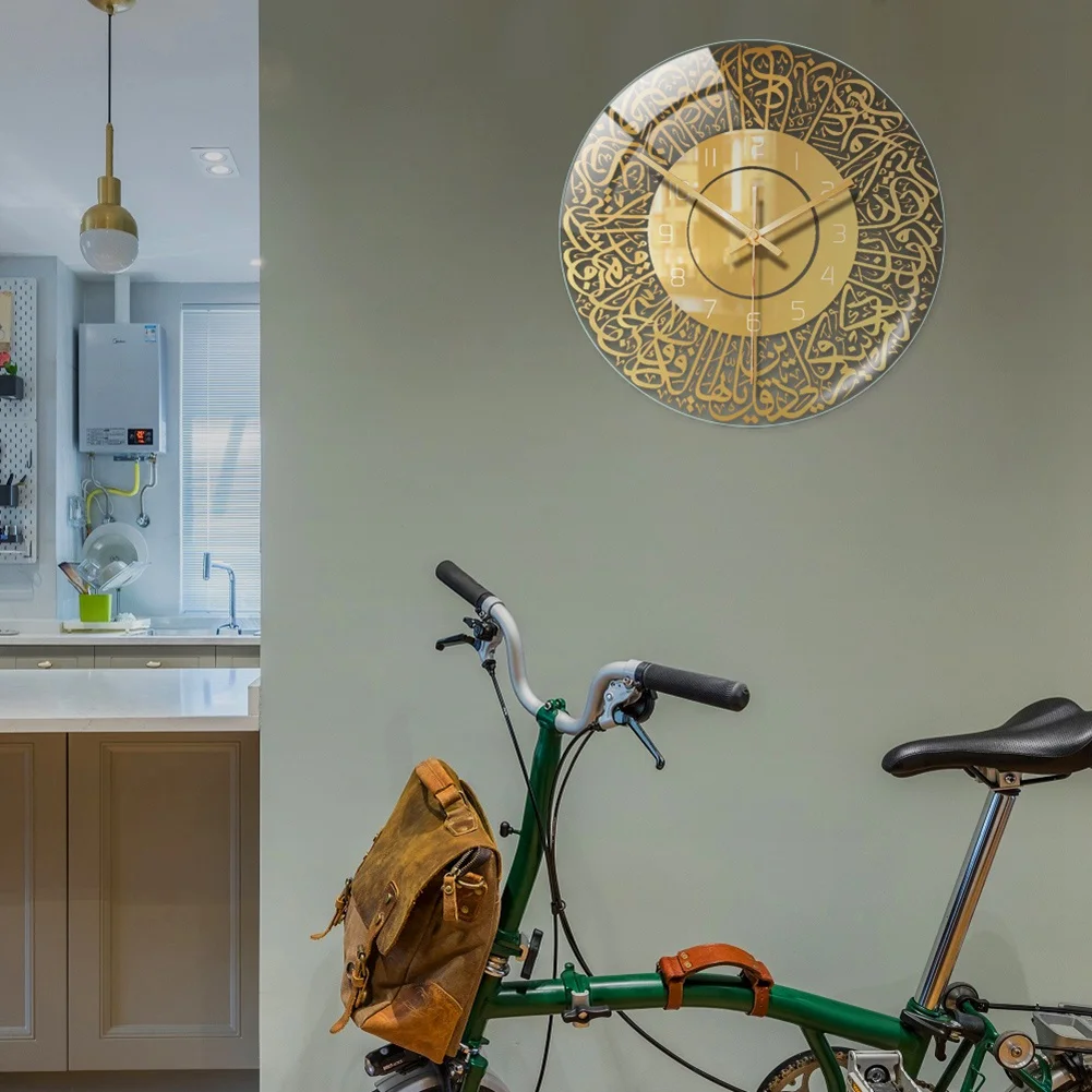 Quartzo Islâmico Relógio De Parede De Acrílico, Pêndulo Muçulmano Decoração Da Sala, Arte Interior Relógio, Pingente Preto