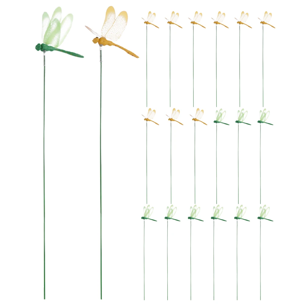 

24pcs Waterproof Simulated Dragonfly Decorations Garden Stakes Outdoor Iron Wire Lifelike PVC Dragonfly Ornaments for Patio