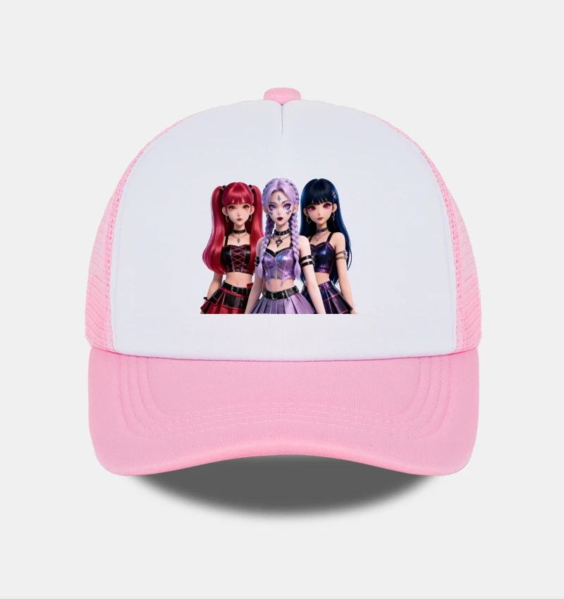 Coole und stilvolle, von K-Pop inspirierte bedruckte Schwamm-Mesh-Kappe: Verstellbar, atmungsaktiv, für den Außenbereich, lässig, Unisex-Sonnenhut – Detail 7