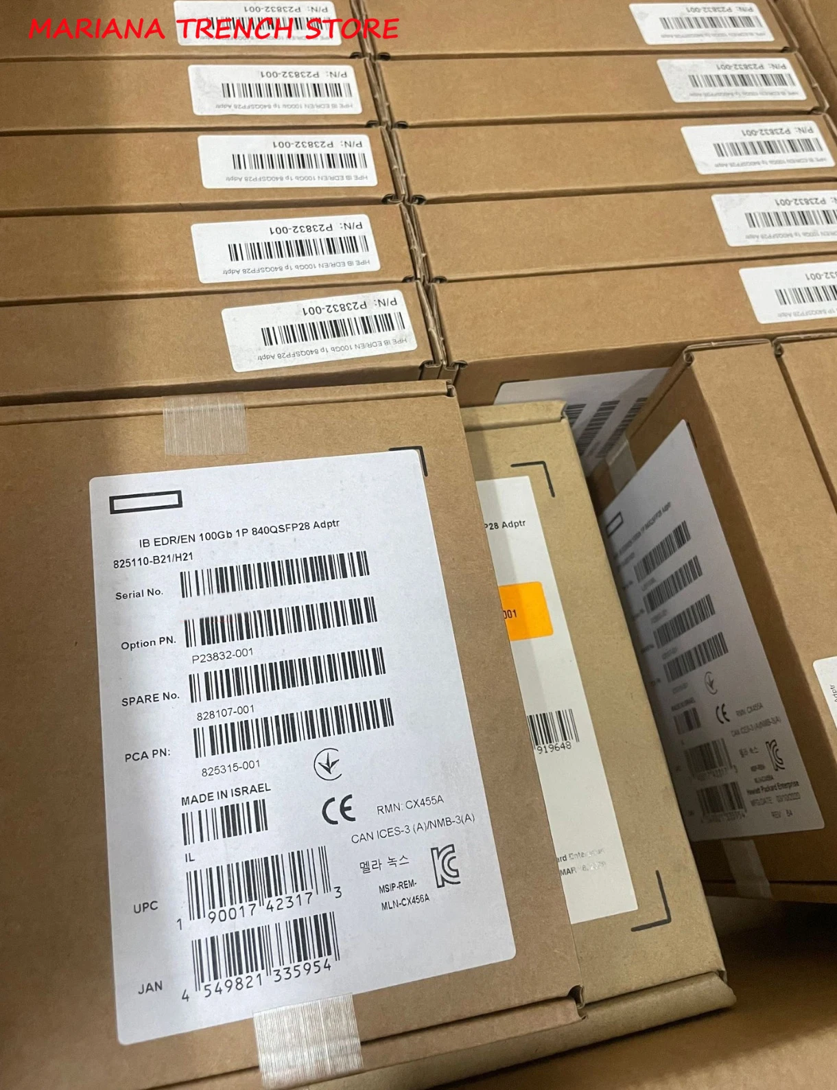 CX455A สําหรับ HPE IB EDR/EN 100Gb 1P 840QSFP28 การ์ดอะแดปเตอร์ 825110 -B21/H21