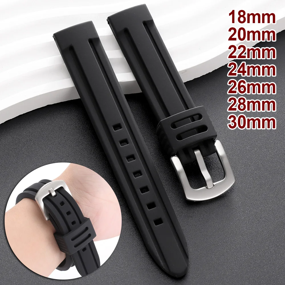 

Silicone Watch Band 18mm 20mm 22mm 24mm 26mm 28mm 30mm Silicone Strap Sports Watrproof Rubber Watch Replacement Bracelet