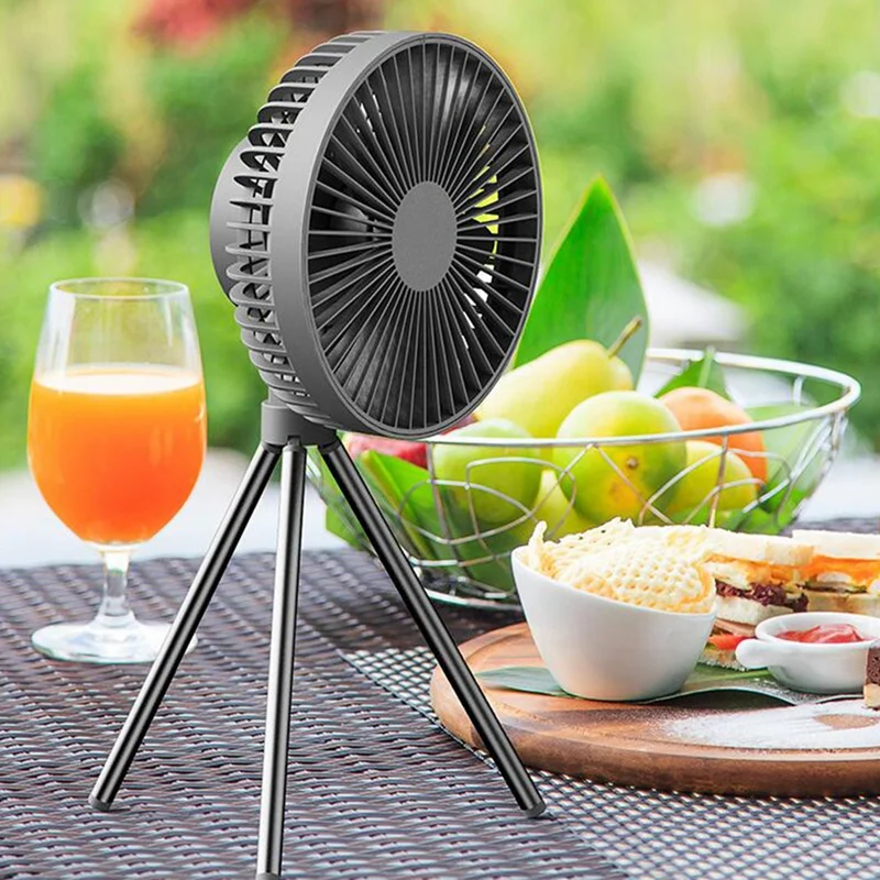 Camping Fan With LED Lights,10000Mah Portable Tent Fan With Tripod,360 Degree Pivot Cooling Fan,For Camping,Travel