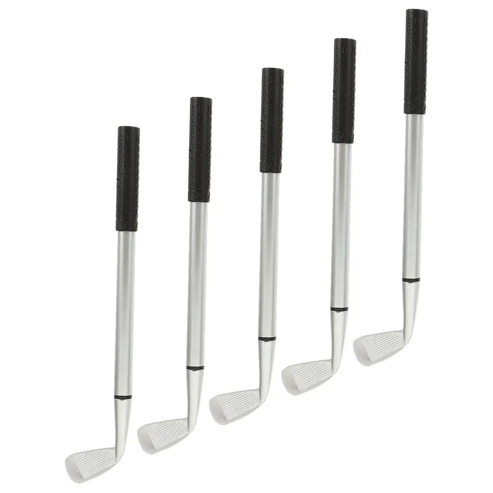 5Pcs Metal Golfing Ballpoint Pen Set Simulation Club Design Fun Desktop Putting Game Office School Stationery Gift for Men