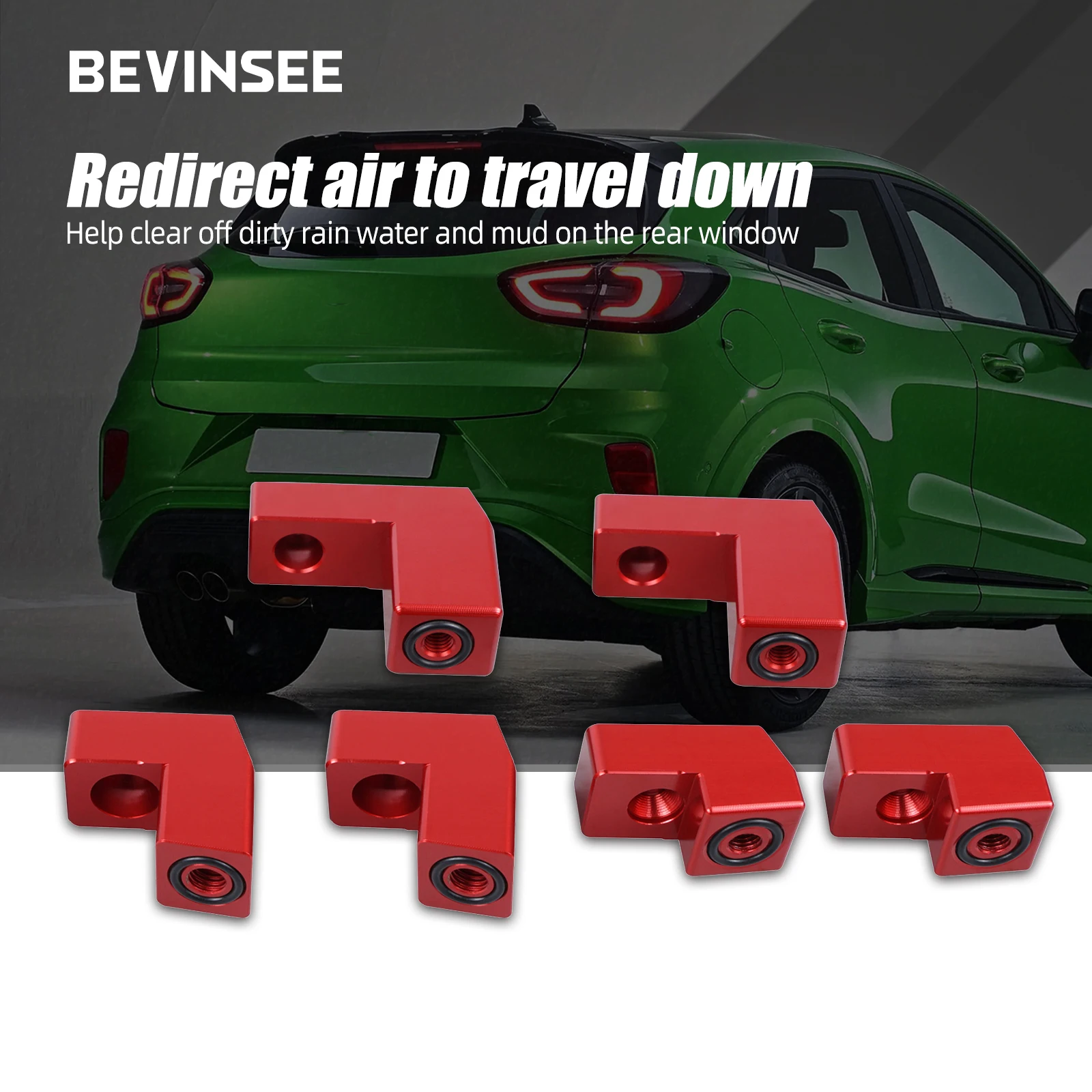 BEVINSEE Aluminum Wing Spoiler Riser Kit for Ford Fiesta ST Hatchback 2014 2015 2016 2017 2018 2019