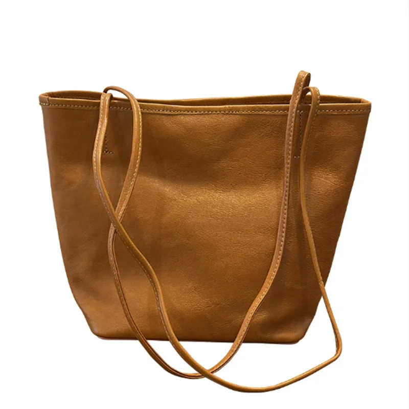 

Сумка-тоут из натуральной кожи в стиле ретро, маленькая сумка, 2026, новый стиль, сумка на одно плечо, сумка-ведро, верхний слой из воловьей кожи