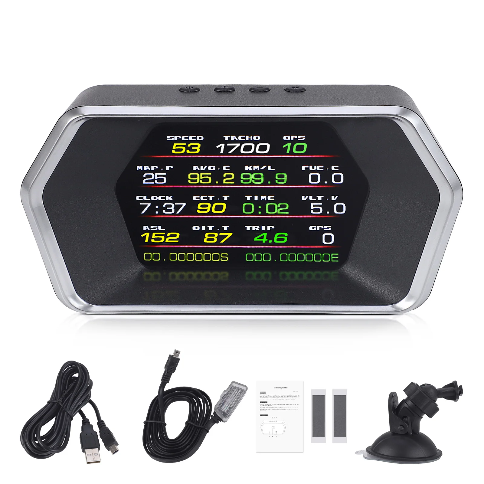 New Smart P17 HUD Head Up Display Car OBD2 GPS On-board Diagnostics Computer Digital Speedometer Voltage Gauge Auto Electronics