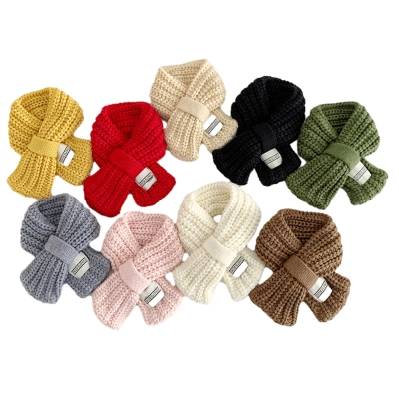 

Stylish Knitted Scarf for Little Boys Girls Fashionable Neckerchief Windproof Warm Neck Warmer Baby Trendy Long Muffler D5QA