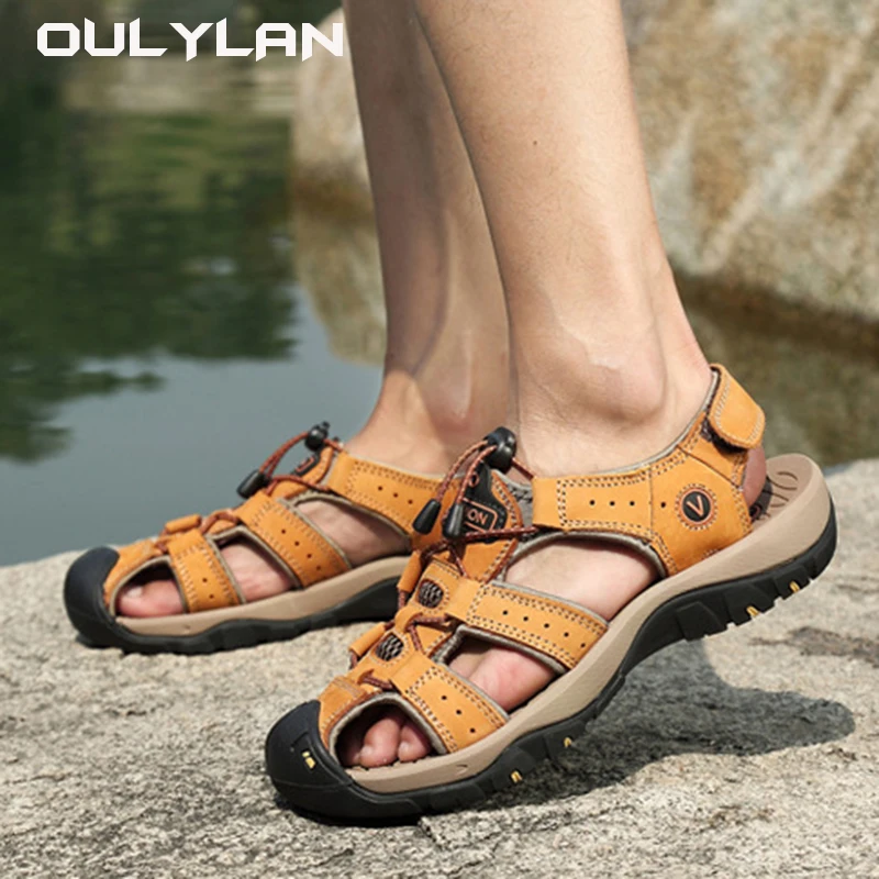 

Breathable Sandals Men's Hollow Slippers Summer Shoes Large Size Sandals Outdoor Water Trekking Beach Dad's Shoes 40~47 Size