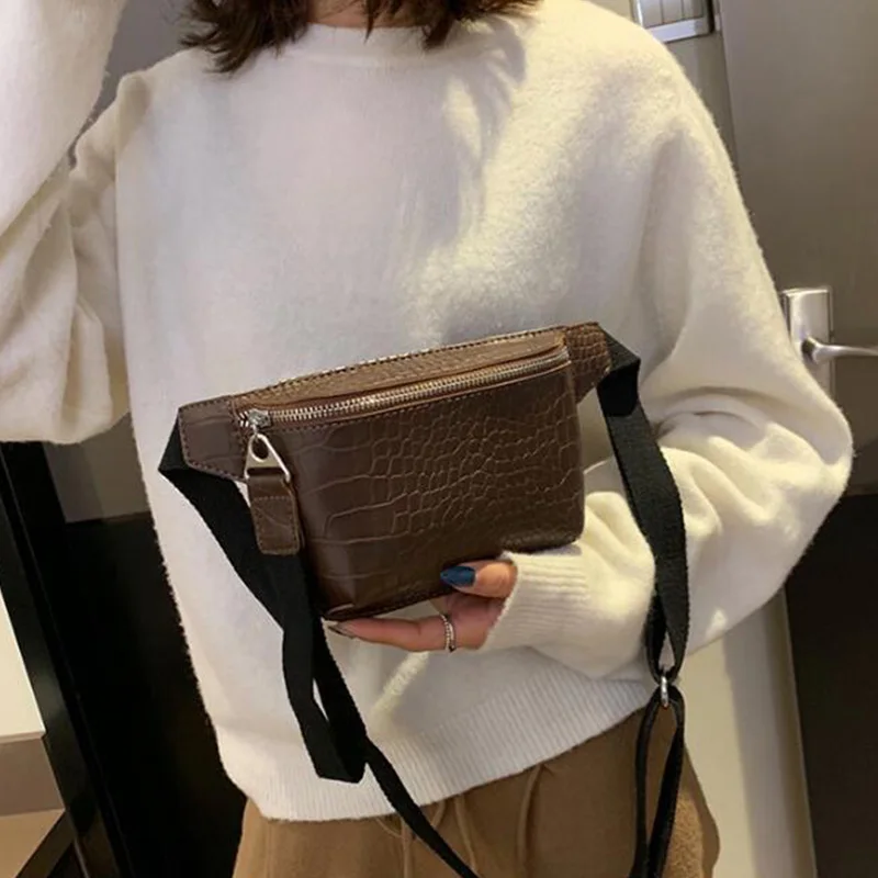 Fashion Stone Pattern Chest Bag Vintage Stone Block Pattern Women'S Cross Body Casual Bag Coffee