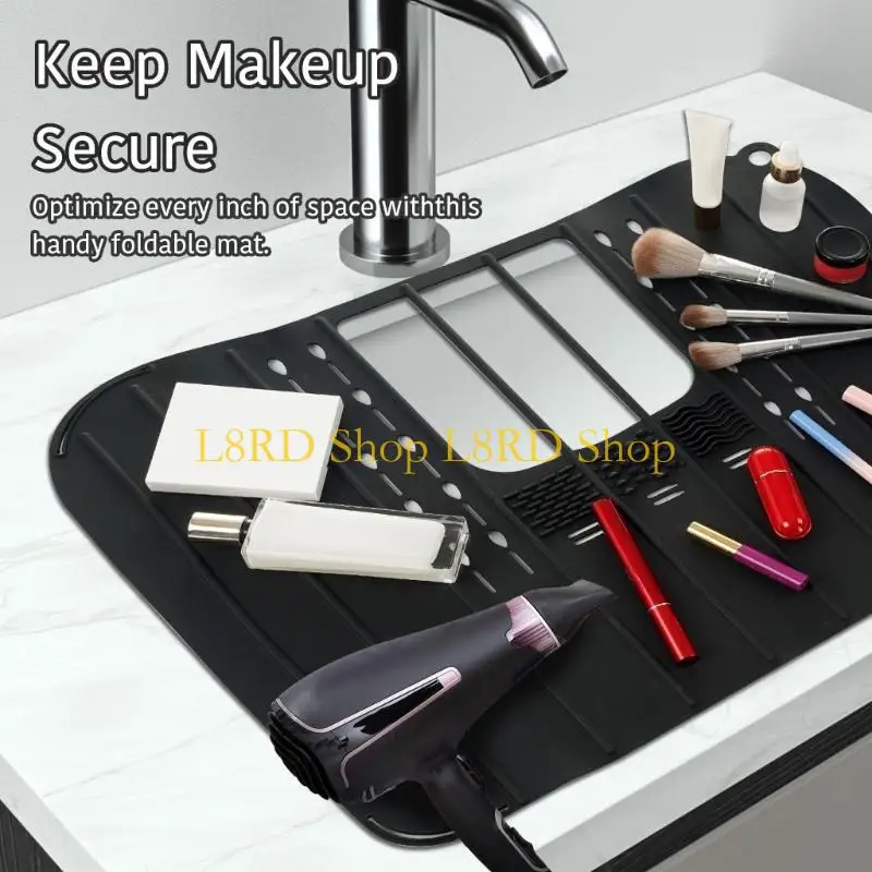 L8RD Foldable Sink Cover Silicone Beauty Makeup Brush Mats Small Bathroom Sink Cover Makeup Organizers Mats - view 2