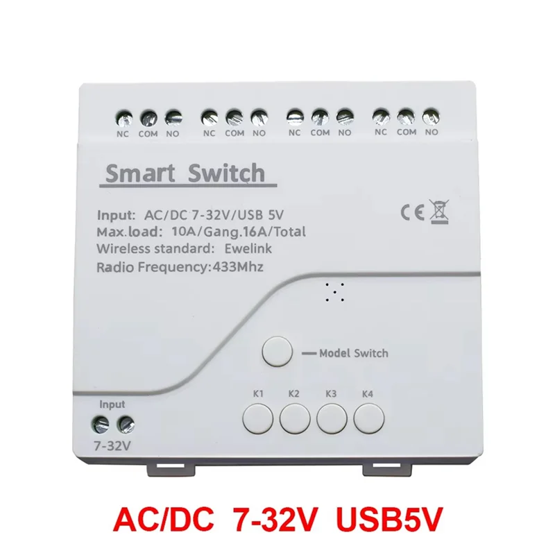 ABMF-Smart Switch Интеллектуальный переключатель дистанционного управления Самоблокирующийся RF433 4-позиционное реле 4-канальный EWELINK WIFI Смарт-переключатель Релейный модуль