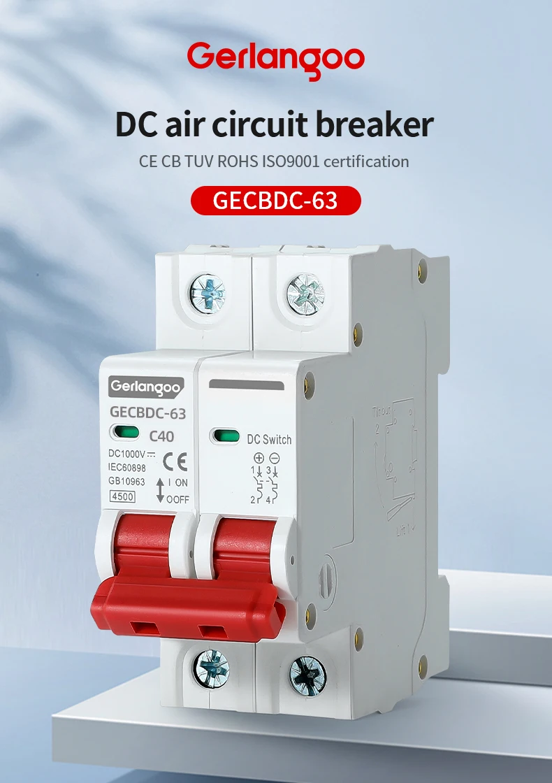 2P DC 1000V MCB Solar-Miniatur-Leistungsschalter Überlastschutzschalter 6A 10A 16A 20A 25A 32A 40A 50A 63A DC1000V Photovoltaik P – Detail 1