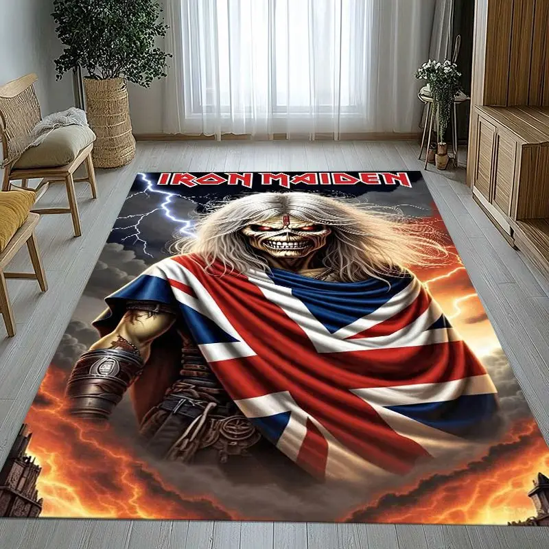3D Eddie I-Iron M-Maiden Cartoon Sign Area Rug,Non-Slip Carpet Mat for Living Room Bedroom Playroom,Sofa Floor Rug,Home Decor