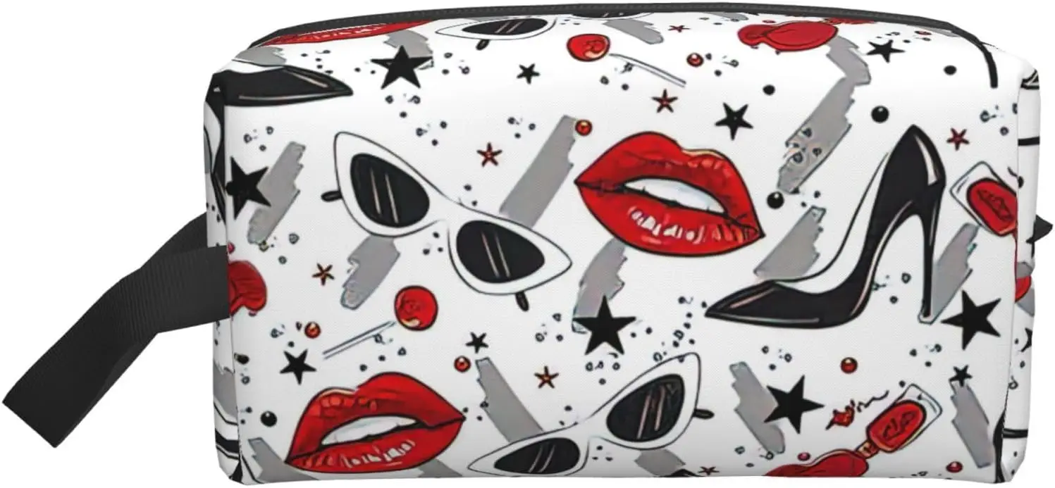 

Lips high heels print Travel Toiletry Bag for Men,Shaving Kit with Large Capacity for Travel Accessories