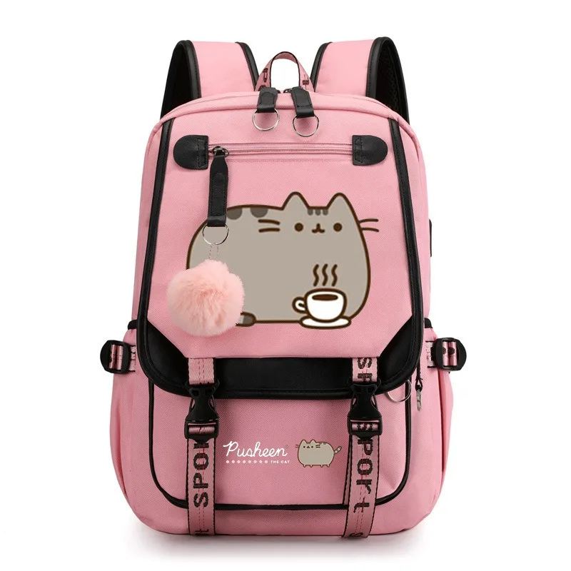 

Creative Cartoon Pusheen School Backpack with Double Zipper Pocket,Orthopedic Cartoon Bag Boy Girl,Durable Bag Pupil Students