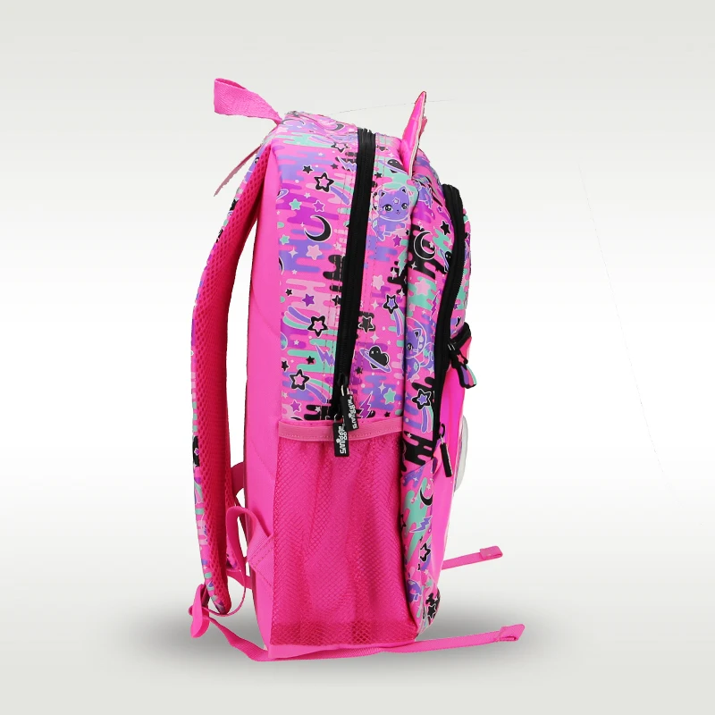 Smiggle mochila escolar original para niños, mochila de hombro para niñas, rosa roja, Gato espacial, Lindo bolso dulce, 16 pulgadas, superventas