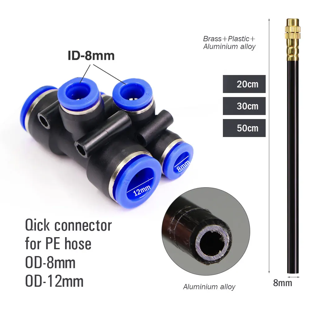 20cm Free-bend Misting Nozzles with Tee Adjustable Brass Atomization Sprayer Garden Irrigation Sprinkler for OD-8mm12mmPE Hose