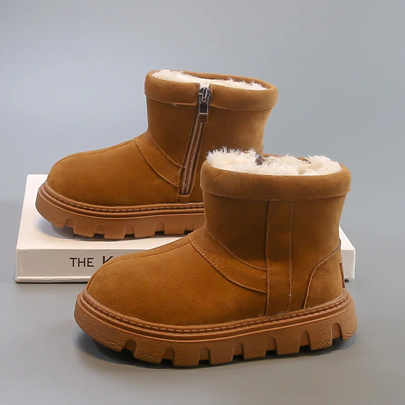 

2026 детские уличные нескользящие зимние ботинки, водонепроницаемые плюшевые теплые прогулочные кроссовки для мальчиков и девочек, удобные ботильоны