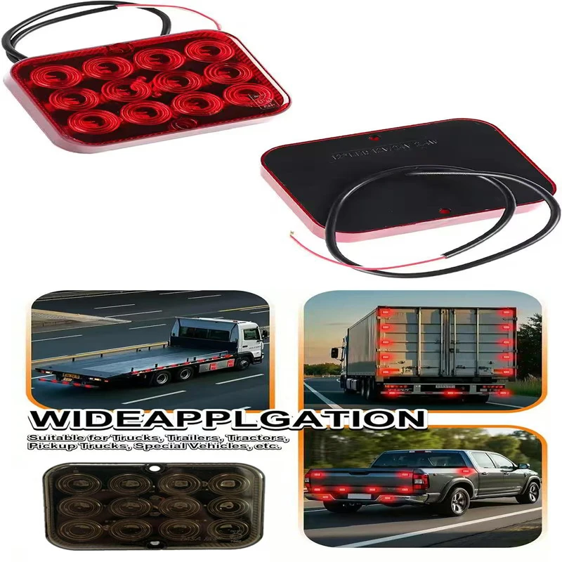 

1PC 12V 24V 12 LED Waterproof Rear Tail Fog Light Driving Lamps Safety Warning Brake Stop Truck Trailer Boat Caravan Lorry