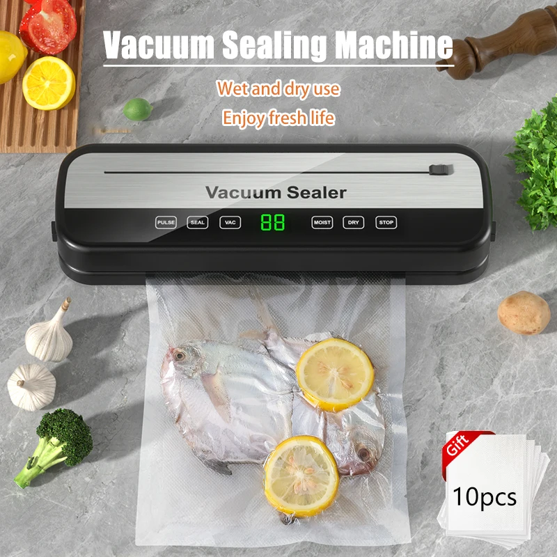 

SZUK Electric Vacuum Sealer Dry Wet Food Sealing Packaging Kitchen Food Sealing Convenient Smart Touch Key Built-in Cutter