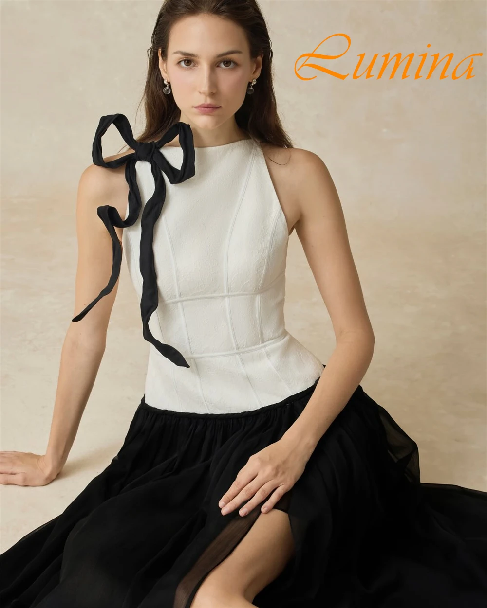 Vestido de noche personalizado de alta calidad con cuello redondo, vestido de cóctel clásico de gasa sin mangas, flores modernas, vestidos para ocasiones especiales