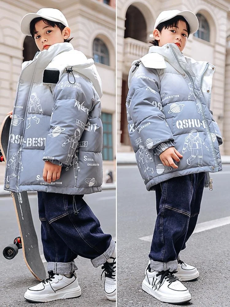 

Children's Down Jacket, Boys' Middle Long 2022 New Korean Version, Westernized Thickened Middle And Large Children's Winter Coat