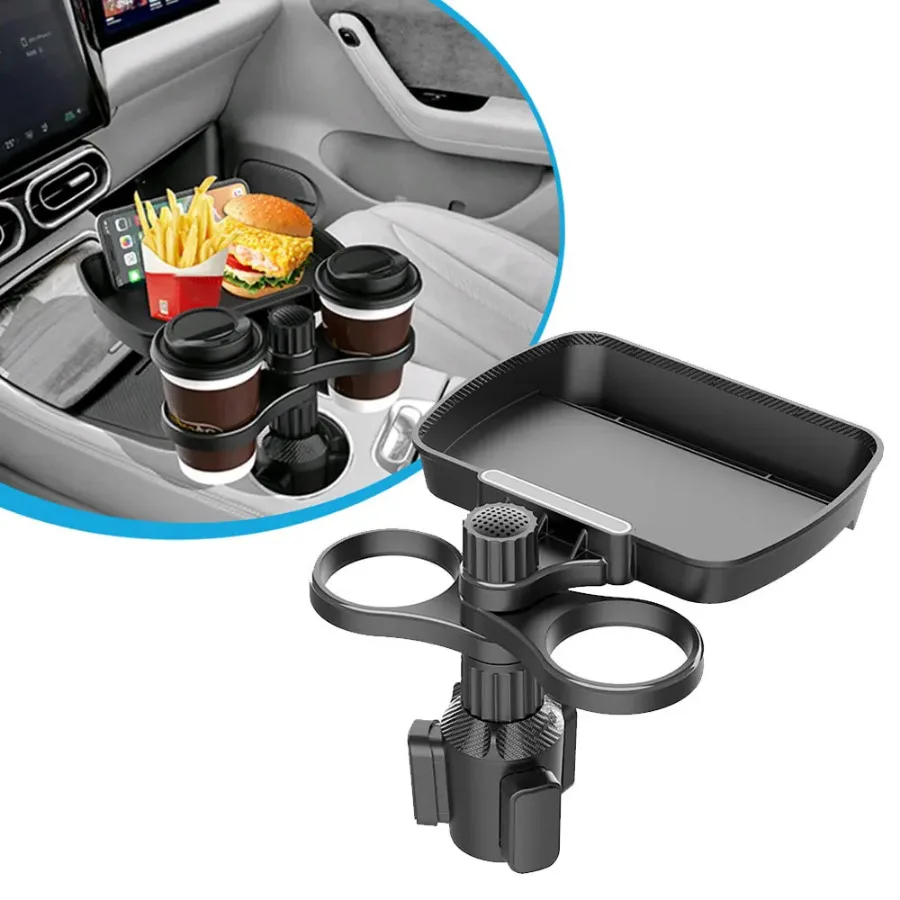 360 Degree Adjustable Auto Car Cup Holder Food Tray Organized Drink Holder Car Cup Holder Tray with Swivel Base Car Accesssories