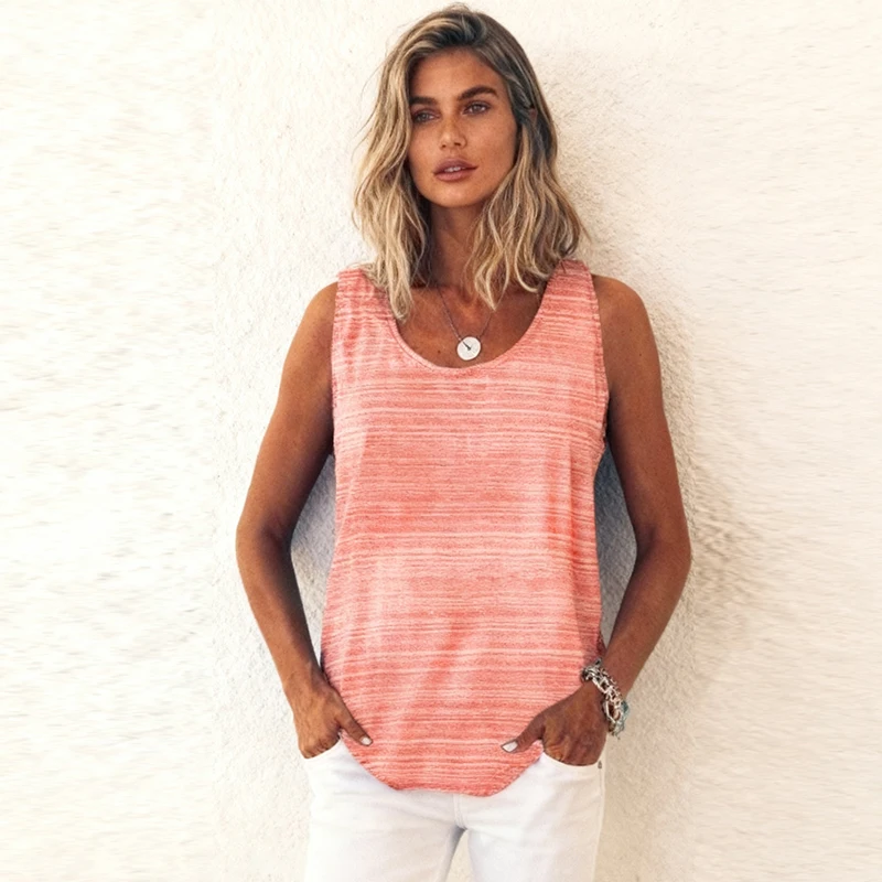 100% Cotton Summer Women's Vest Round Neck Sleeveless Colorful Soft Thin Casual Comfortable Vests Tops Harajuku ropa mujer